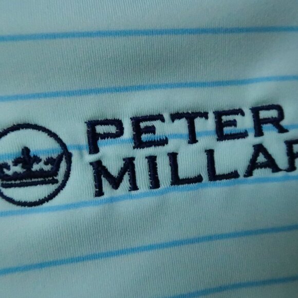 Peter Millar Summer Comfort Lt Blue Striped N Stretch Polo (M) ⛳️ - Picture 1 of 8